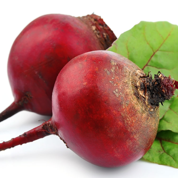 red beets with leafs on white background